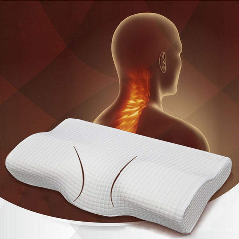 Almohada de espuma de memoria Almohadas cervicales ortopédicas para el dolor de cuello Almohada ergonómica Látex ortopédico magnético 50 * 30 CM Color blanco Almohada de cuello Rebote lento Almohada d